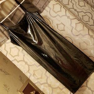 Fashion Nova size small black NWT "stick with me" latex mini bodycon dress